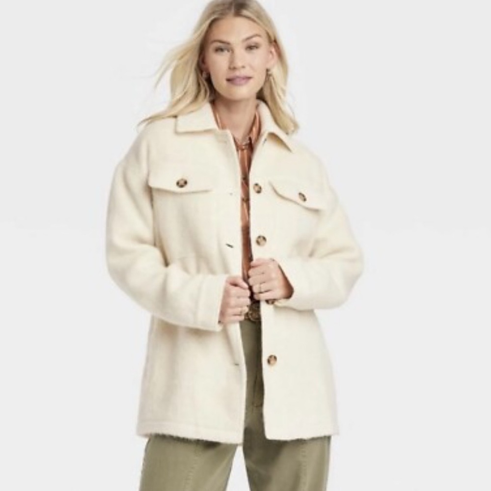 Universal Thread Brushed Oversized Off White Shac… - image 1